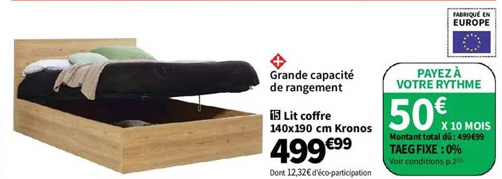 Lit coffre 140x190 cm Kronos