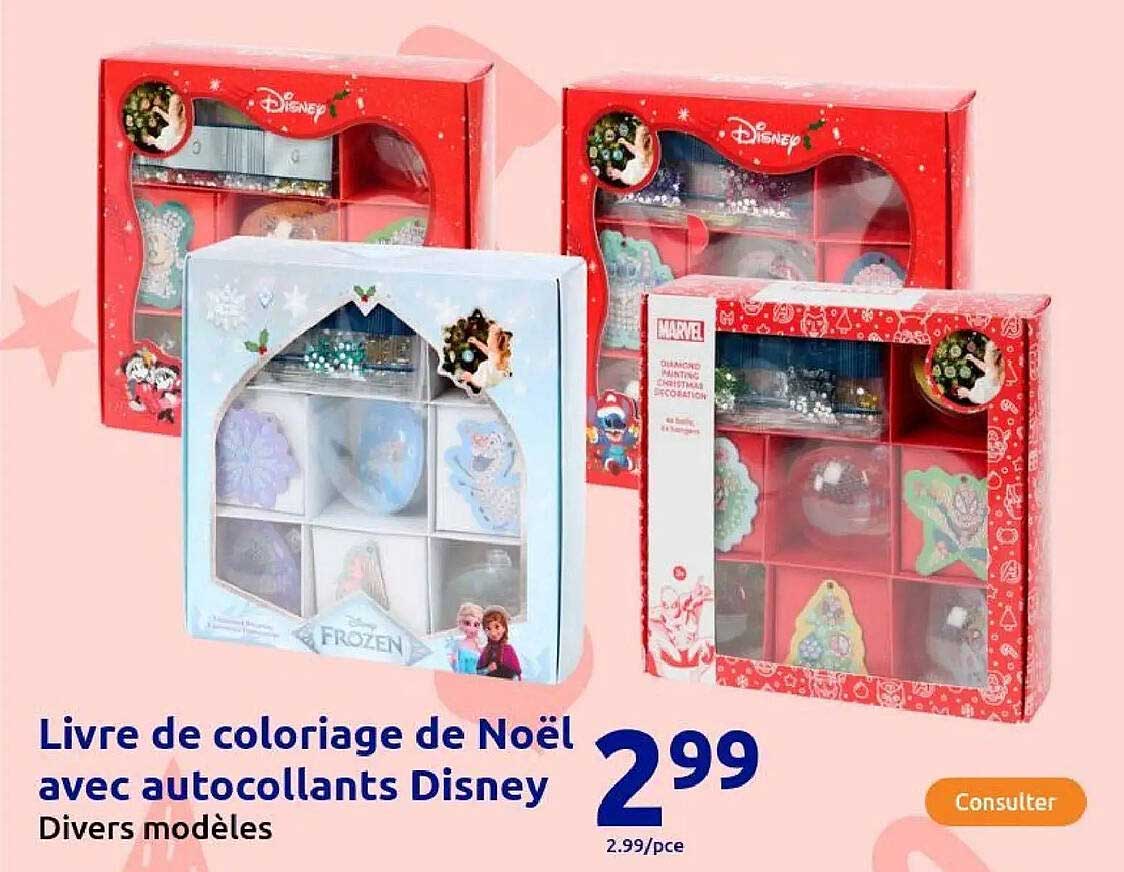 Livre de coloriage de Noël avec autocollants Disney