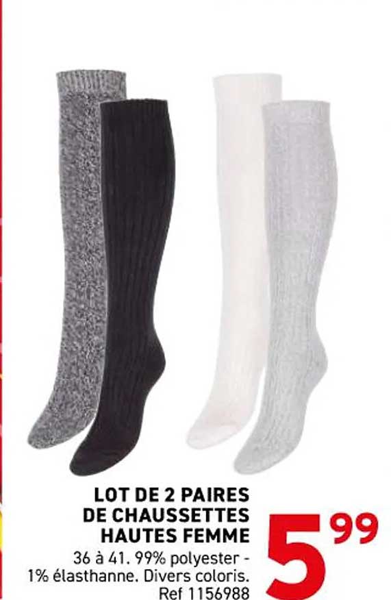 LOT DE 2 PAIRES DE CHAUSSETTES HAUTES FEMME