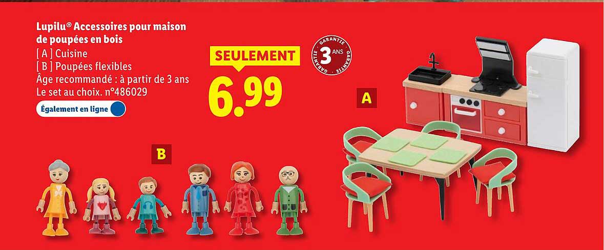 Lupilu® Accessoires pour maison de poupées en bois