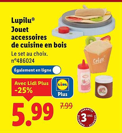 Lupilu® Jouet accessoires de cuisine en bois