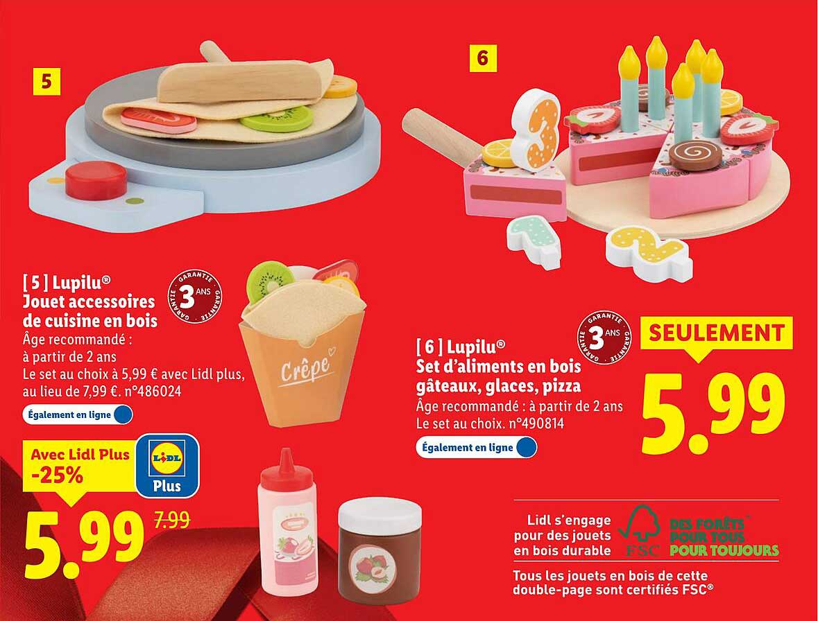 Lupilu® Jouet accessoires de cuisine en bois