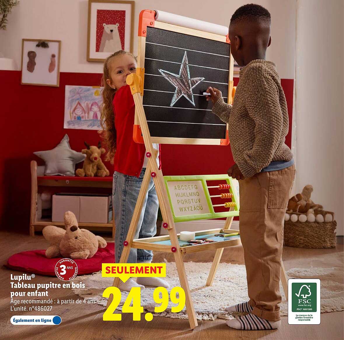 Lupilù Tableau pupitre en bois pour enfant