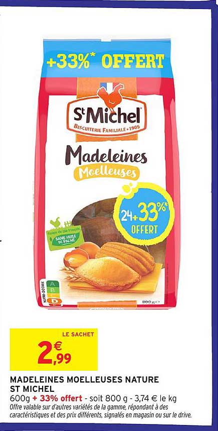MADELEINES MOELLEUSES NATURE ST MICHEL