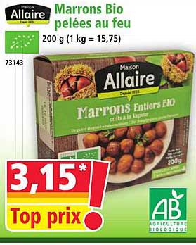 Marrons Bio pelées au feu