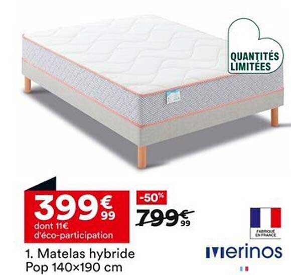 Matelas hybride Pop 140x190 cm