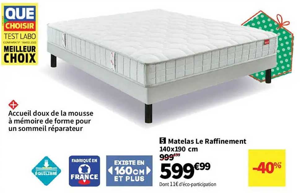 Matelas Le Raffinement 140x190 cm