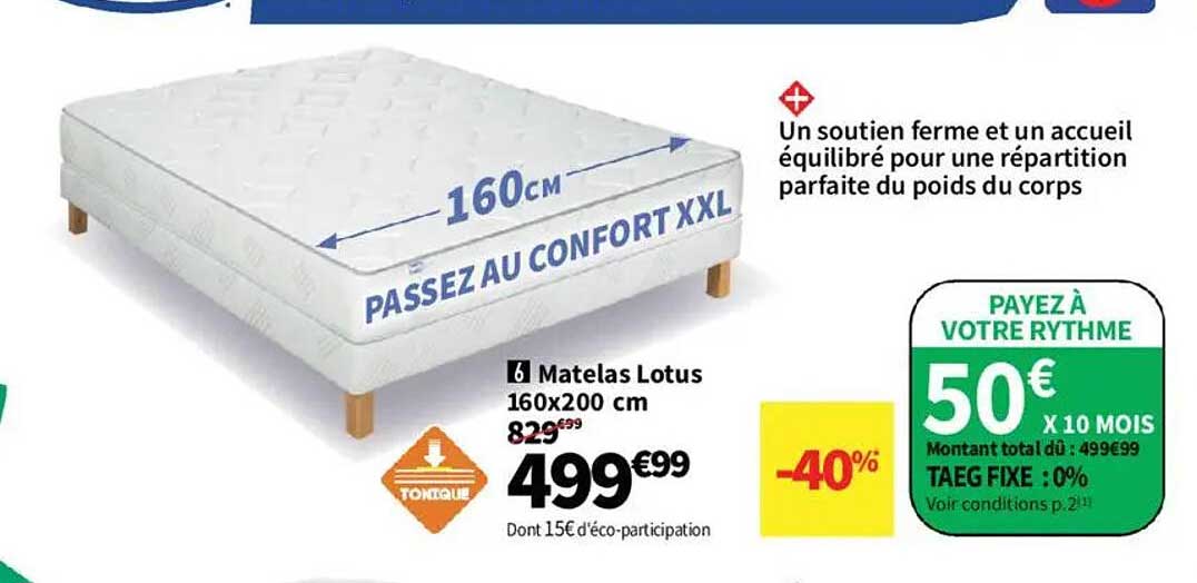 Matelas Lotus 160x200 cm