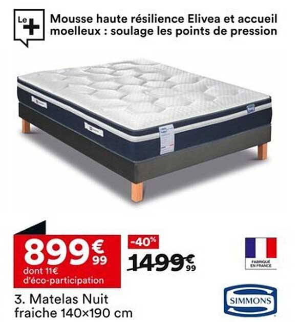 Matelas Nuit fraîche 140x190 cm