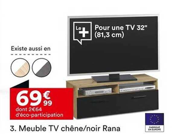 Meuble TV chêne/noir Rana