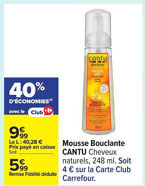 Mousse Bouclante CANTU Cheveux naturels, 248 ml