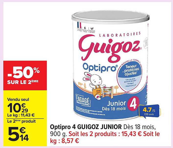 Optipro 4 GUIGOZ JUNIOR Dès 18 mois, 900 g.