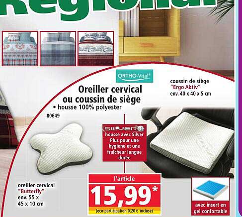 Oreiller cervical ou coussin de siège