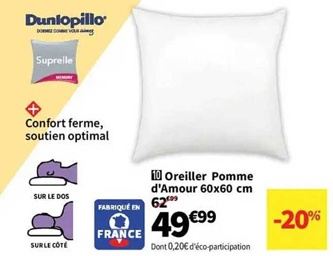 Oreiller Pomme d'Amour 60x60 cm