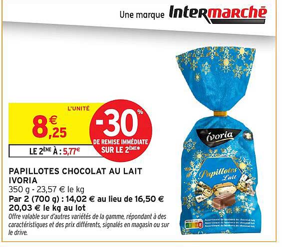 PAPILLOTES CHOCOLAT AU LAIT IVORIA