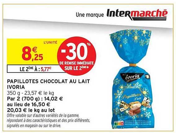 PAPILLOTES CHOCOLAT AU LAIT IVORIA