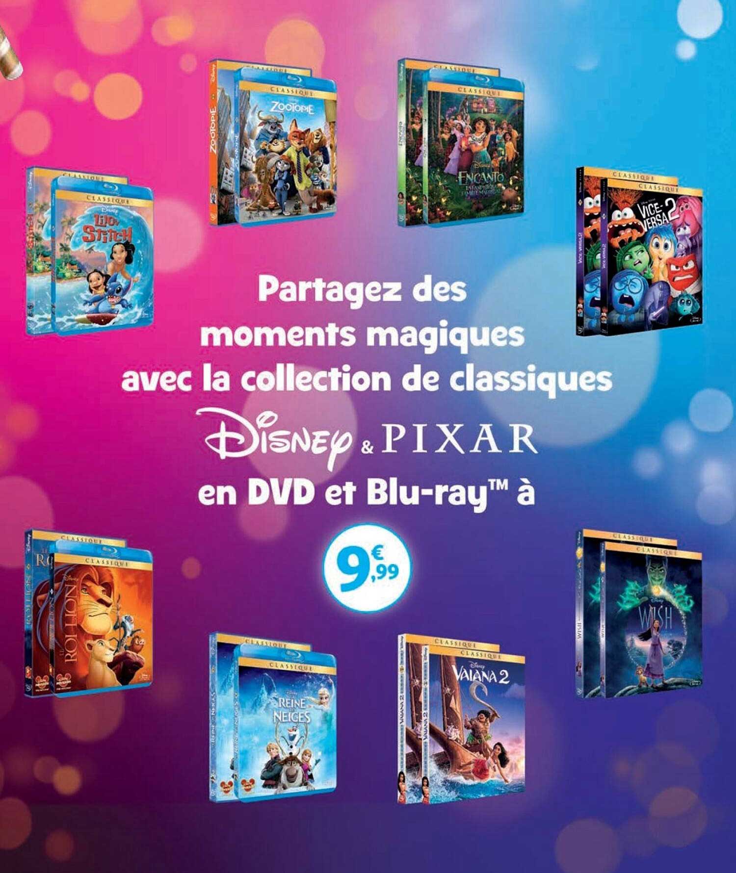 Partagez des moments magiques avec la collection de classiques Disney & PIXAR en DVD et Blu-ray à 9,99 €