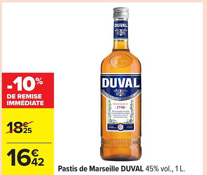 Pastis de Marseille DUVAL 45% vol., 1 L