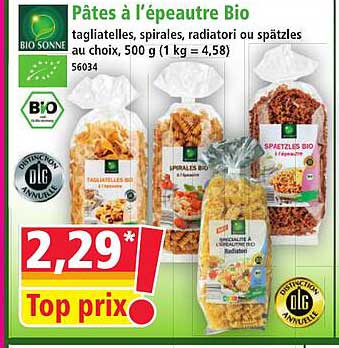 Pâtes à l’épeautre Bio