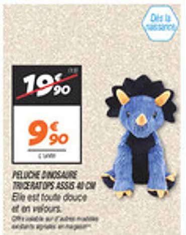PELUCHE DINOSAURE TRICERATOPS ASSIS 40 CM