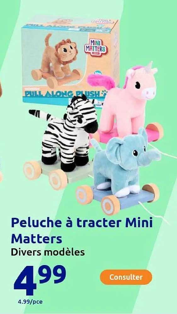 Peluches à tracter Mini Matters divers modèles