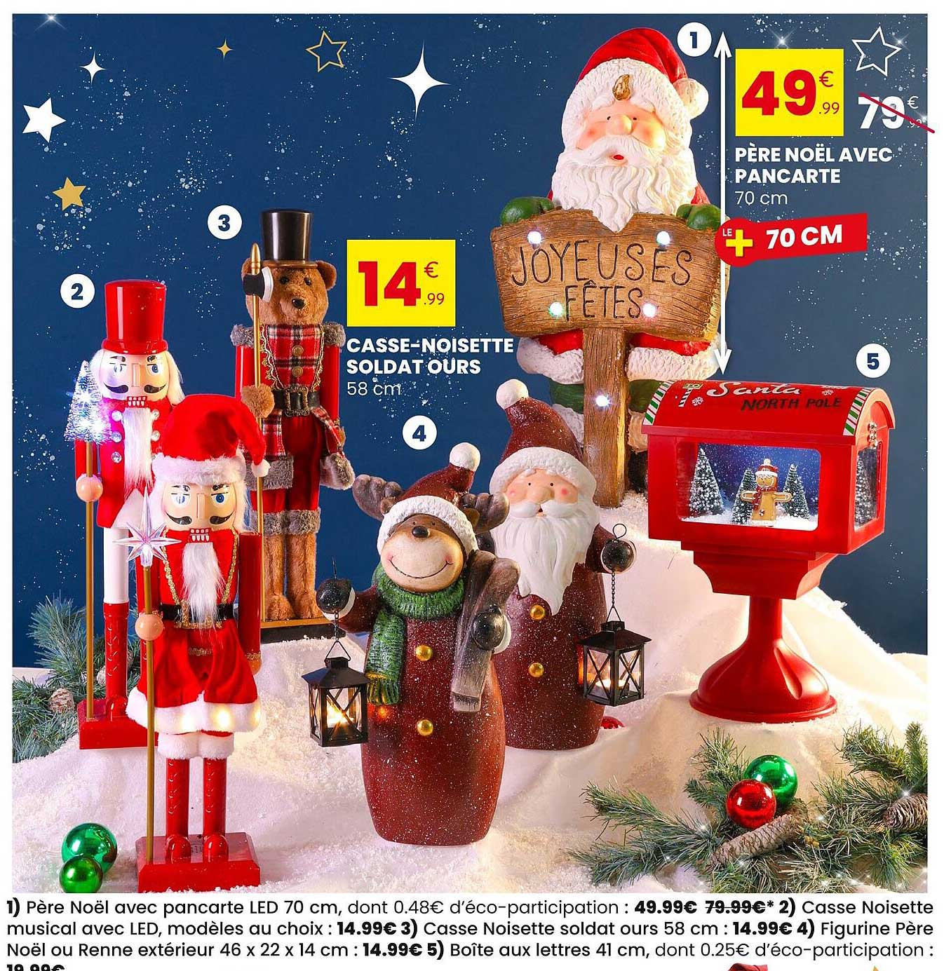 PÈRE NOËL AVEC PANCARTE 70 cm