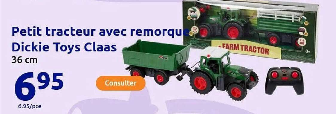 Petit tracteur avec remorque Dickie Toys Claas 36 cm
