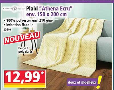 Plaid "Athena Ecru" env. 150 x 200 cm