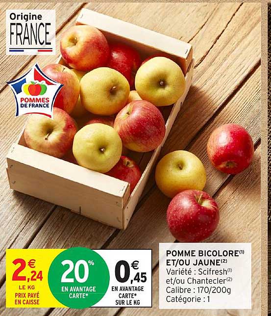 POMME BICOLORE(1) ET/OU JAUNE(2)