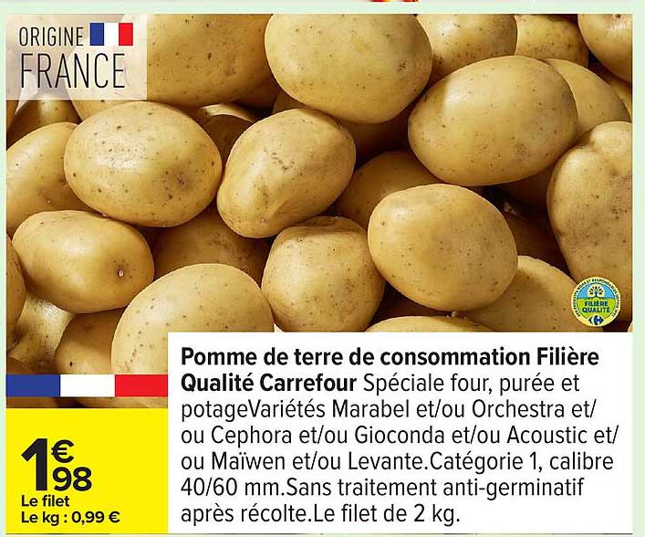 Pomme de terre de consommation Filière Qualité Carrefour