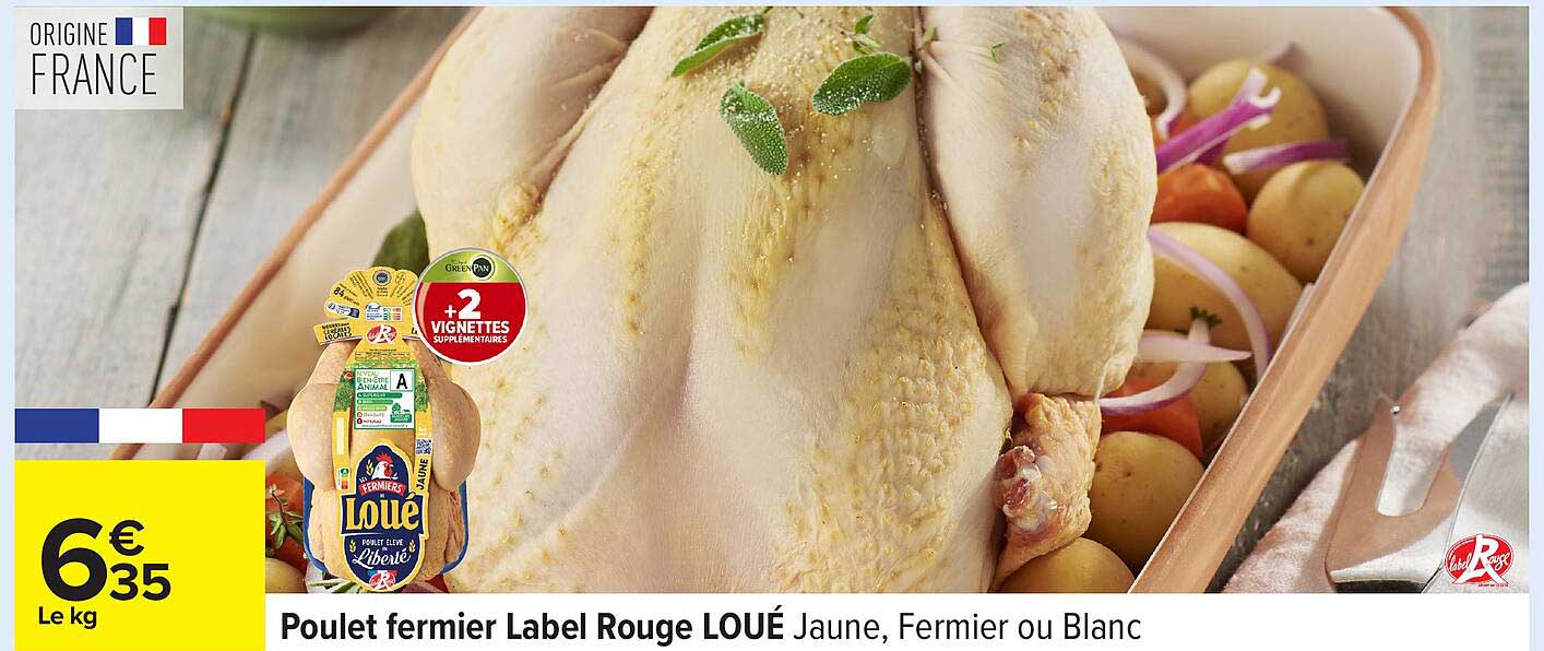 Poulet fermier Label Rouge LOUE Jaune, Fermier ou Blanc