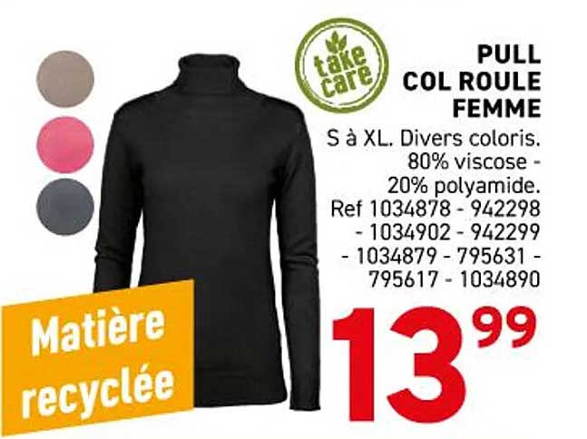 PULL COL ROULE FEMME