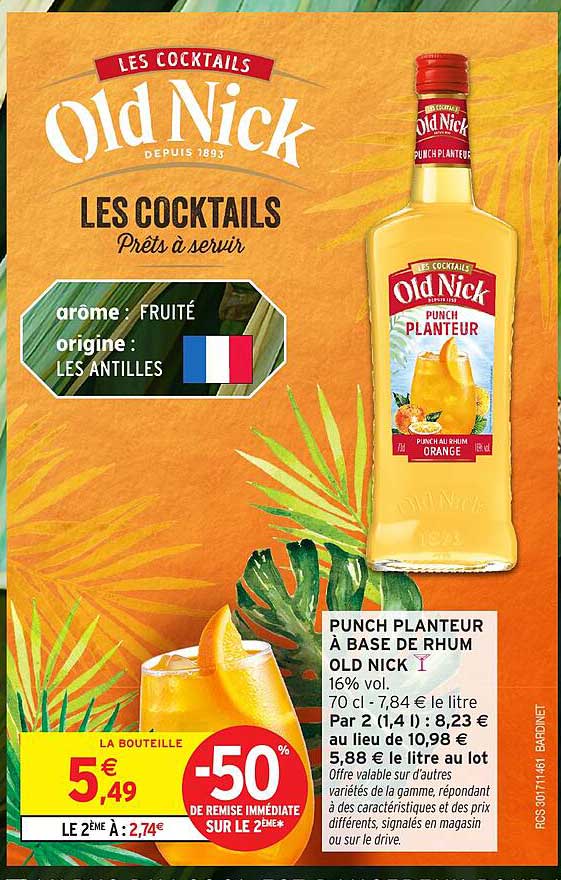 PUNCH PLANTEUR À BASE DE RHUM OLD NICK I