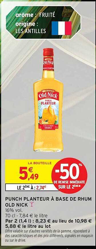 Punch planteur à base de rhum Old Nick