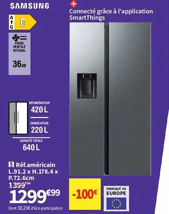 Réfrigérateur Américain Samsung - Connecté avec SmartThings