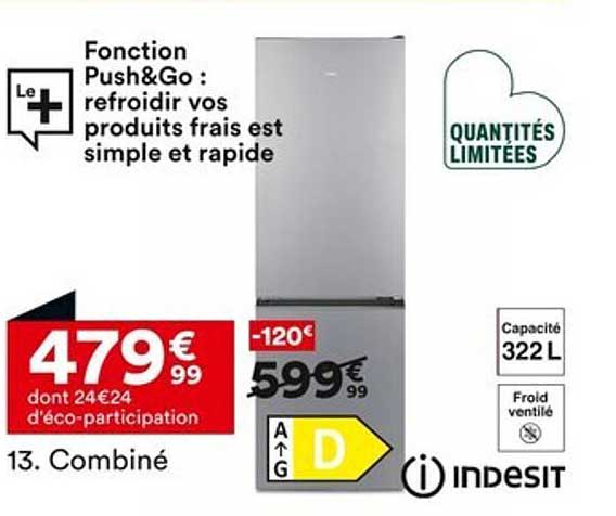 Réfrigérateur combiné Indesit - 322 L