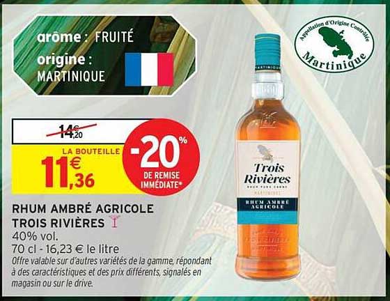 Rhum Ambré Agricole Trois Rivières -20%