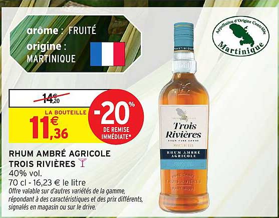 RHUM AMBRÉ AGRICOLE TROIS RIVIÈRES