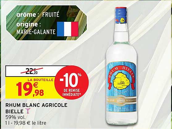 RHUM BLANC AGRICOLE BIELLE