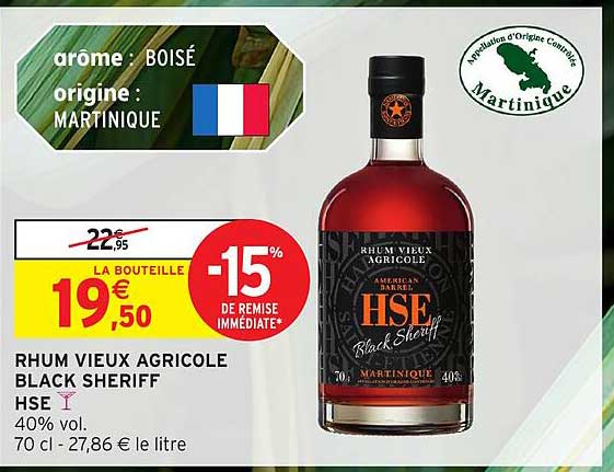 RHUM VIEUX AGRICOLE BLACK SHERIFF HSE