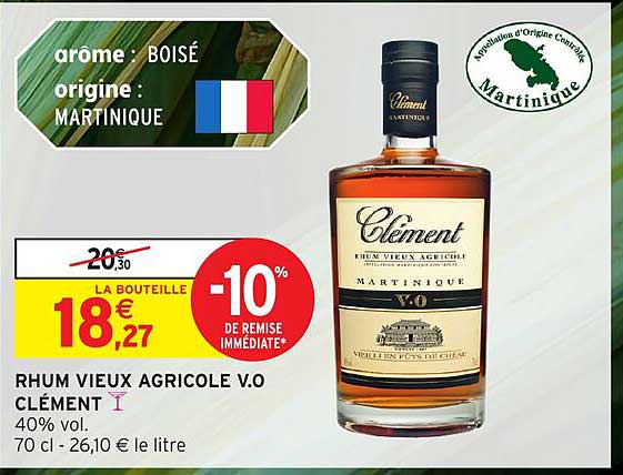 RHUM VIEUX AGRICOLE V.O CLÉMENT