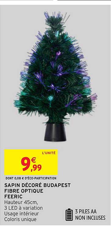 SAPIN DÉCORÉ BUDAPEST FIBRE OPTIQUE FEERIC