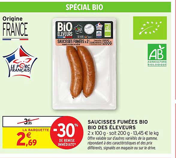 SAUCISSES FUMÉES BIO BIO DES ÉLEVEURS