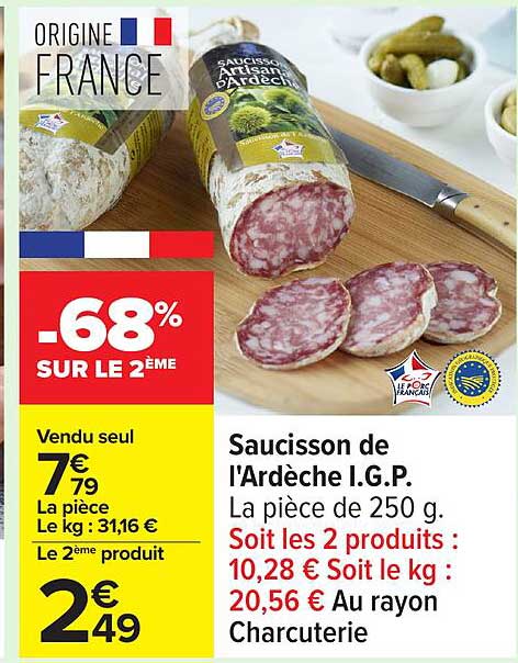 Saucisson de l'Ardèche I.G.P.