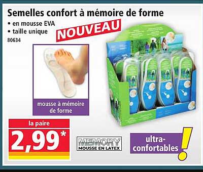 Semelles confort à mémoire de forme