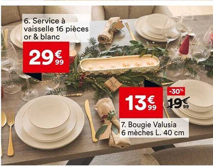 Service à vaisselle 16 pièces or & blanc