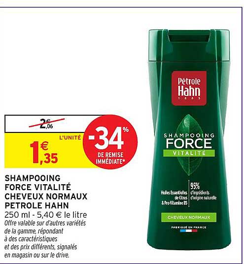 SHAMPOOING FORCE VITALITÉ CHEVEUX NORMAUX PETROLE HAHN