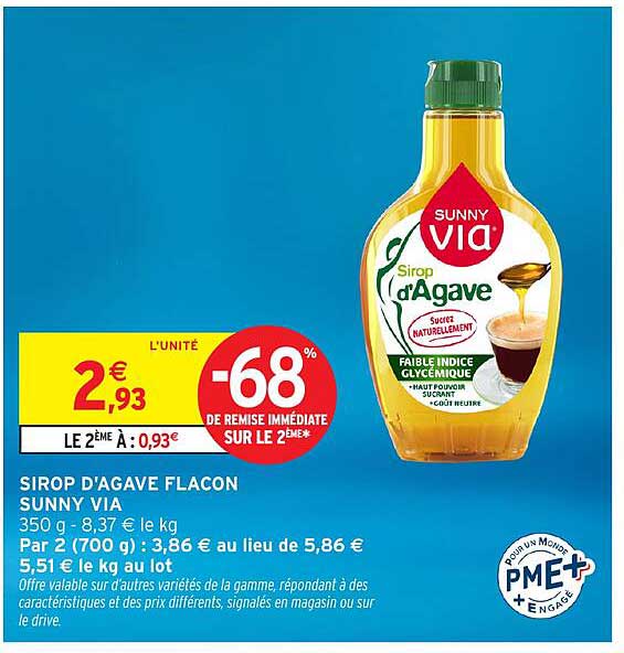 SIROP D'AGAVE FLACON SUNNY VIA
