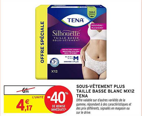 SOUS-VÊTEMENT PLUS TAILLE BASSE BLANC MX12 TENA