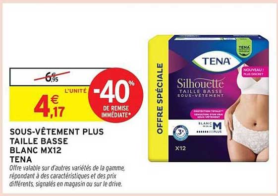 SOUS-VÊTEMENT PLUS TAILLE BASSE BLANC MX12 TENA